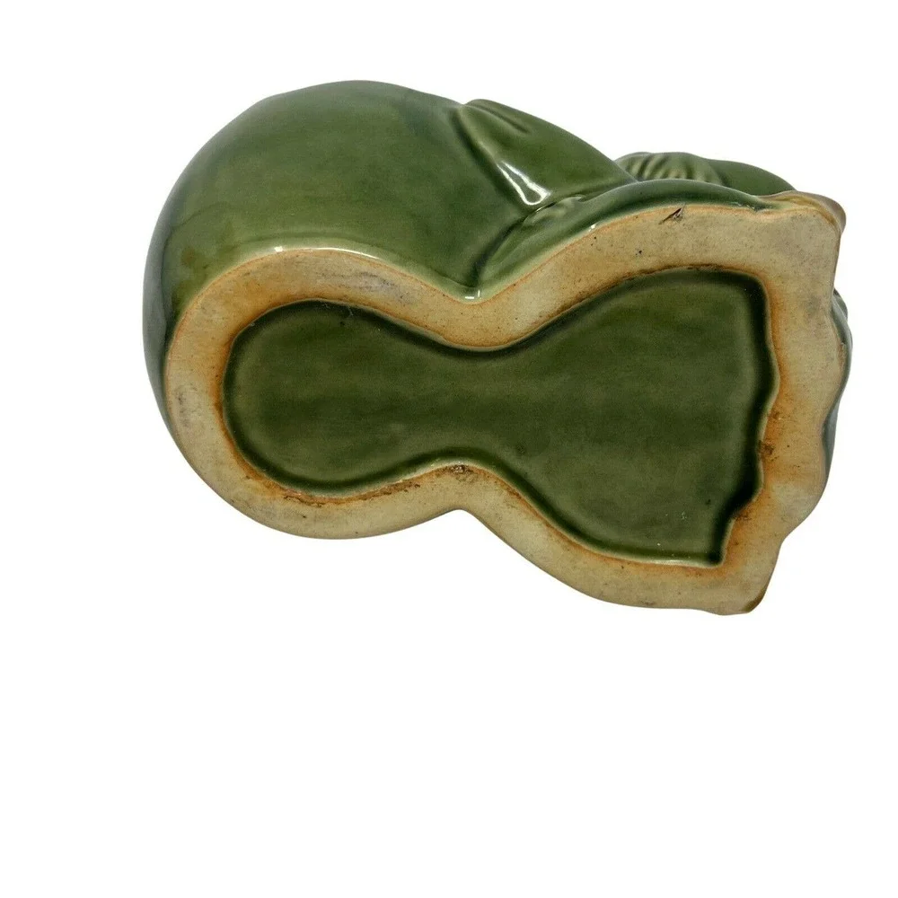 Vintage‎ Green Glazed Ceramic Pottery Duck Planter Retro